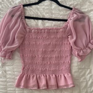 Show Me Your MuMu Blush Smocked Blouse